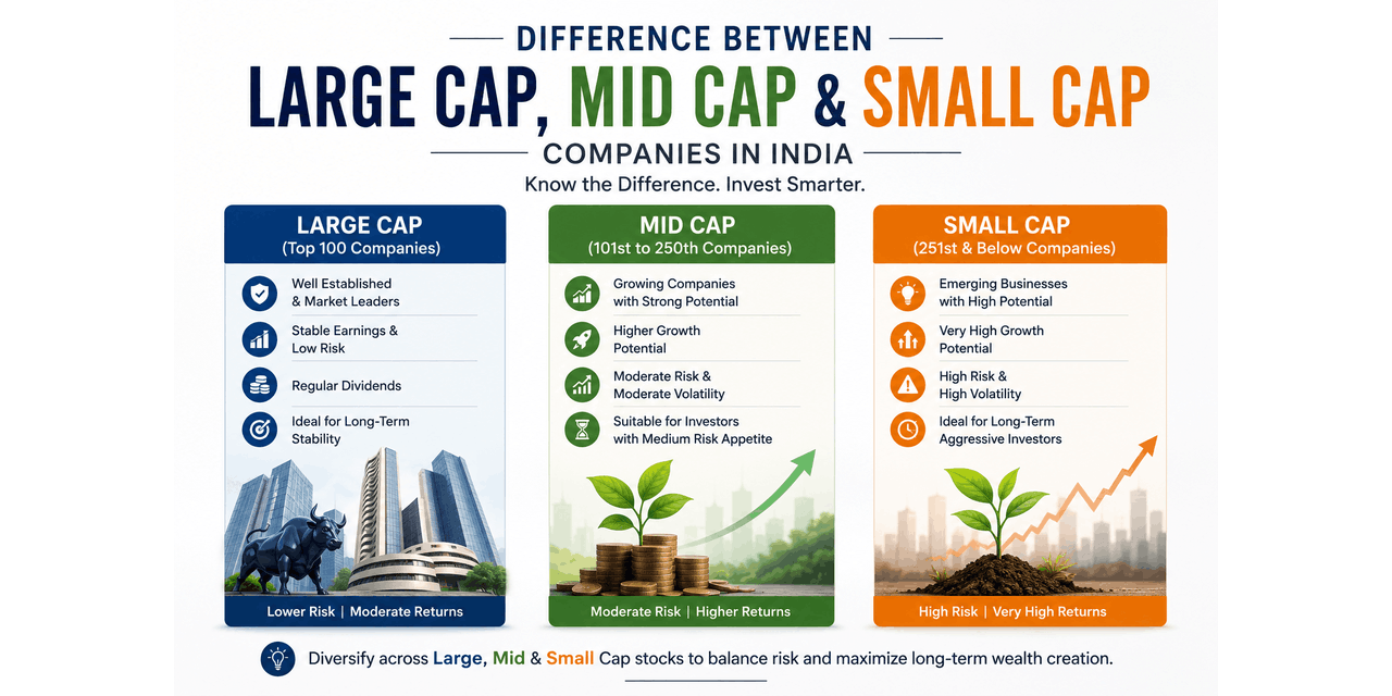 Large Cap vs Mid Cap vs Small Cap Companies | Stock Market Guide